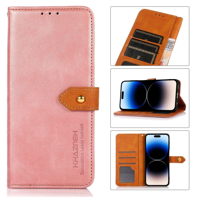 For iPhone 17 Air KHAZNEH Dual-color Cowhide Texture Flip Leather Phone Case(Rose Gold) - free shipping - PMc TechLife - Order now!