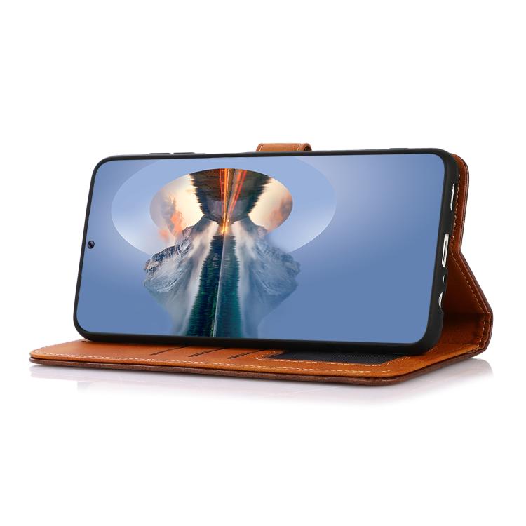 For iPhone 17 Air KHAZNEH Dual-color Cowhide Texture Flip Leather Phone Case(Rose Gold) - free shipping - PMc TechLife - Order now!