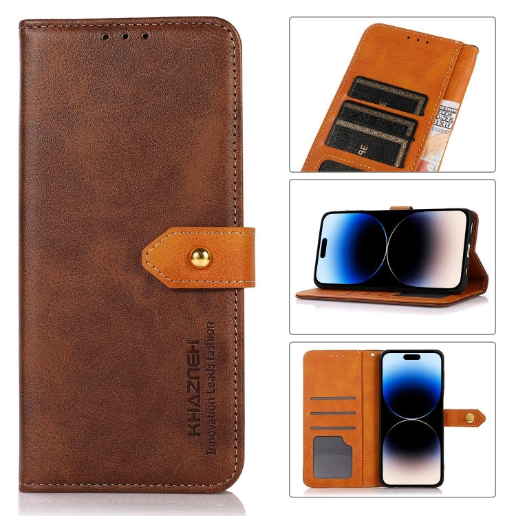 For iPhone 17 Air KHAZNEH Dual-color Cowhide Texture Flip Leather Phone Case(Brown) - free shipping - PMc TechLife - Order now!