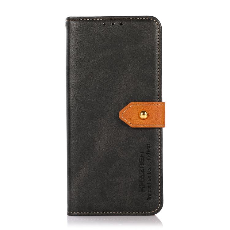 For iPhone 16 KHAZNEH Dual-color Cowhide Texture Flip Leather Phone Case(Black) - free shipping - PMC TechLife - Order now!