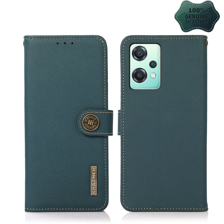For OnePlus Nord CE 2 Lite 5G KHAZNEH Custer Genuine Leather RFID Phone Case(Green) - OnePlus Cases by PMC TechLife | Online Shopping South Africa | PMC TechLife | Buy Now Pay Later Mobicred