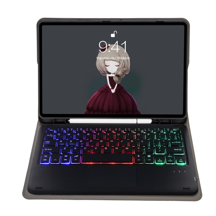 A102B-AS Lambskin Pen Slot Touch Pad Backlight Bluetooth Keyboard Leather Tablet Case For iPad 10.2 2021&2020&2019/Air 2019/Pro 10.5(Black) - free shipping - PMC TechLife - Order now!