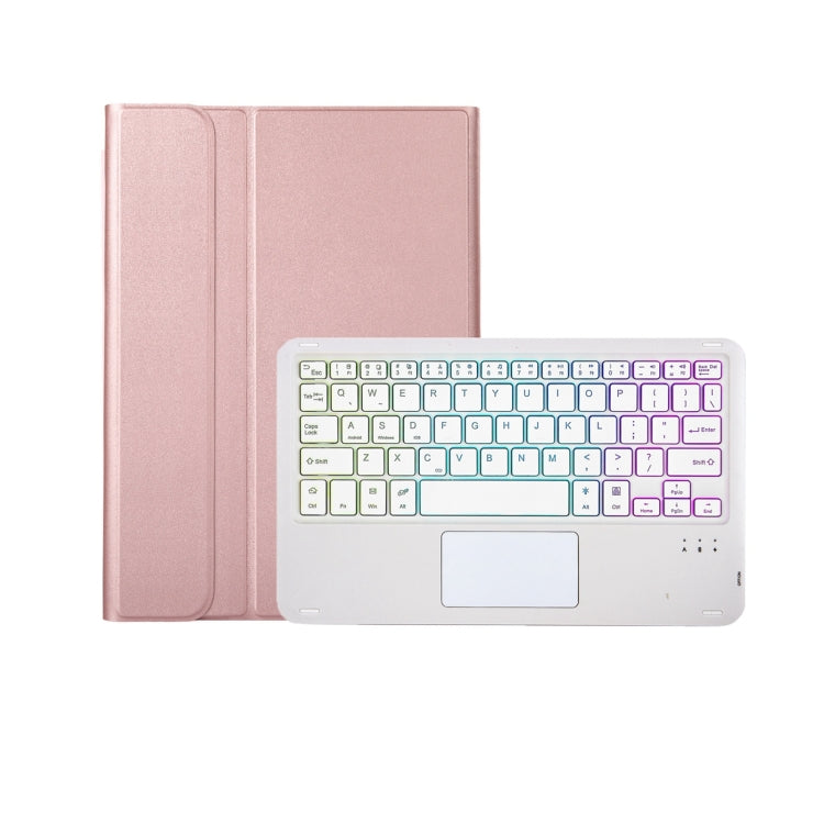 A102B-AS Lambskin Pen Slot Touch Pad Backlight Bluetooth Keyboard Leather Tablet Case For iPad 10.2 2021&2020&2019/Air 2019/Pro 10.5(Rose Gold) - free shipping - PMC TechLife - Order now!