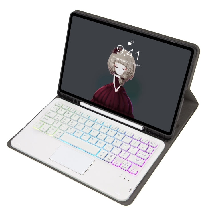 A102B-AS Lambskin Pen Slot Touch Pad Backlight Bluetooth Keyboard Leather Tablet Case For iPad 10.2 2021&2020&2019/Air 2019/Pro 10.5(Rose Gold) - free shipping - PMC TechLife - Order now!
