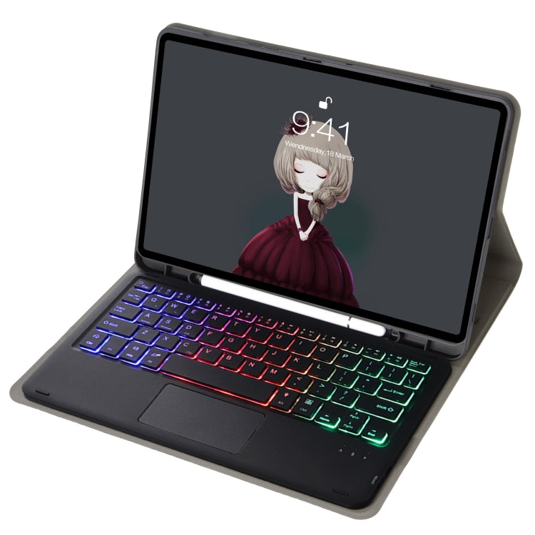 A102B-AS Lambskin Pen Slot Touch Pad Backlight Bluetooth Keyboard Leather Tablet Case For iPad 10.2 2021&2020&2019/Air 2019/Pro 10.5(Blue) - For iPad Pro by PMC TechLife | Online Shopping South Africa | PMC TechLife