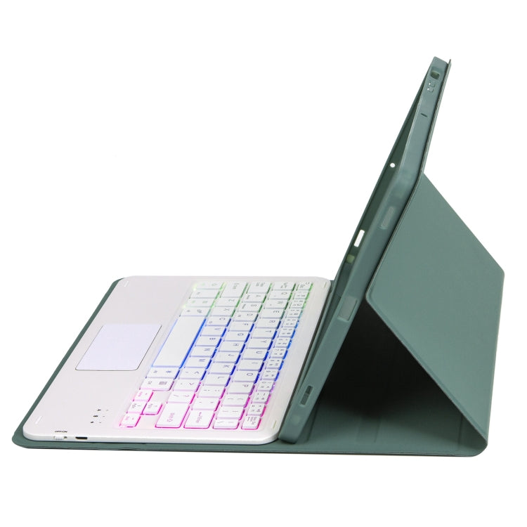 T07B-AS Skin Feel Pen Slot Touch Pad Backlight Bluetooth Keyboard Leather Tablet Case For iPad 9.7 2018&2017 / Pro 9.7 / Air 2(Dark Green) - For iPad Pro by PMC TechLife | Online Shopping South Africa | PMC TechLife