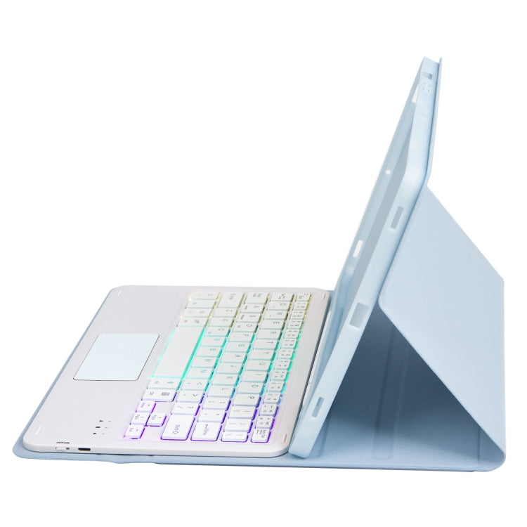 T11B-AS Skin Feel Pen Slot Touch Pad Backlight Bluetooth Keyboard Leather Tablet Case For iPad Air 11 2025 / 2024 / Pro 11 2021&2020&2018(Sky Blue) - free shipping - PMC TechLife - Order now!