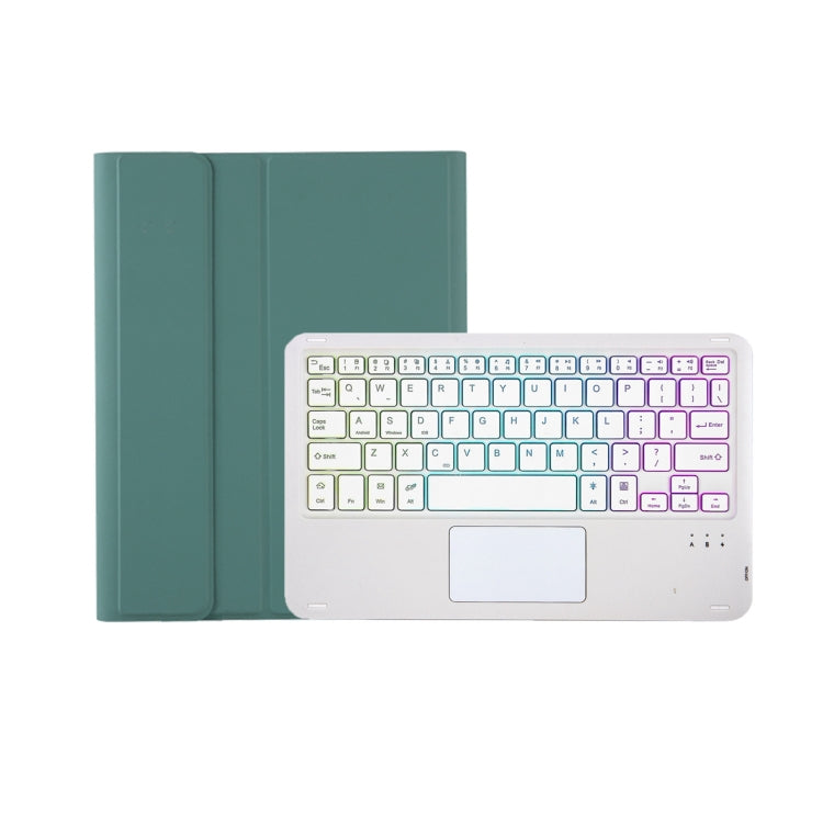 T11B-AS Skin Feel Pen Slot Touch Pad Backlight Bluetooth Keyboard Leather Tablet Case For iPad Pro 11 2021&2020&2018(Dark Green) - For iPad Pro by PMC TechLife | Online Shopping South Africa | PMC TechLife