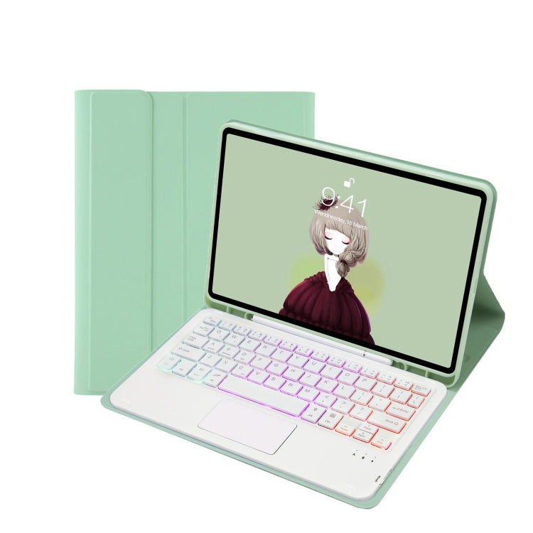 T098B-AS Skin Feel Pen Slot Touch Pad Backlight Bluetooth Keyboard Leather Tablet Case For iPad Air 11 2025 / 2024 / Air 4 10.9 2020 / Air 5 10.9 2022 (Mint Green) - For iPad Air by PMC TechLife | Online Shopping South Africa | PMC TechLife | Buy Now Pay Later Mobicred