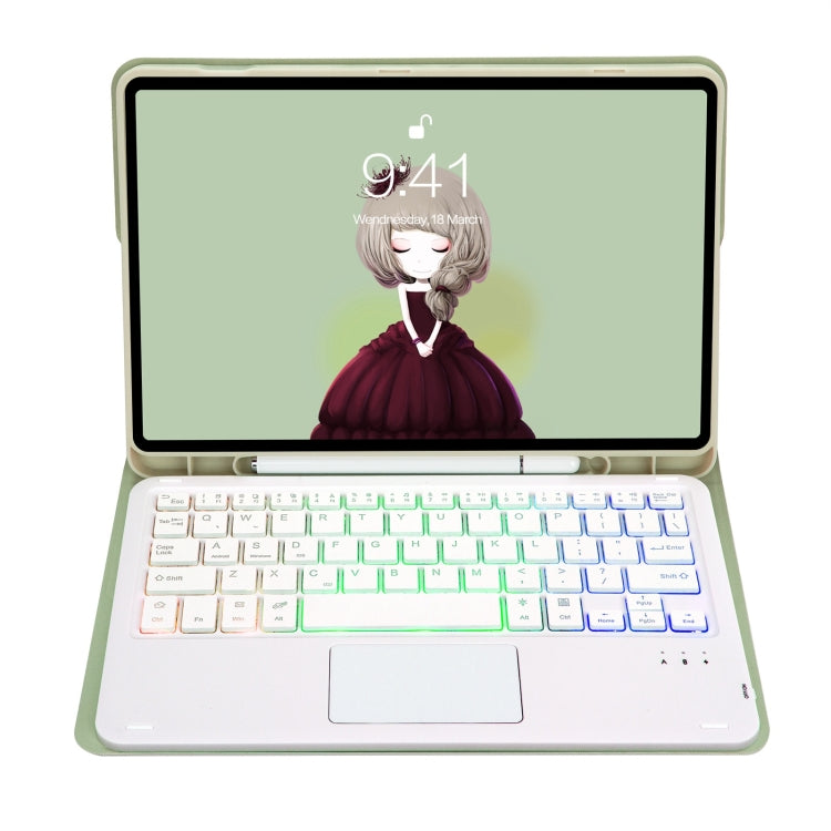 T098B-AS Skin Feel Pen Slot Touch Pad Backlight Bluetooth Keyboard Leather Tablet Case For iPad Air 11 2025 / 2024 / Air 4 10.9 2020 / Air 5 10.9 2022 (Mint Green) - For iPad Air by PMC TechLife | Online Shopping South Africa | PMC TechLife | Buy Now Pay Later Mobicred