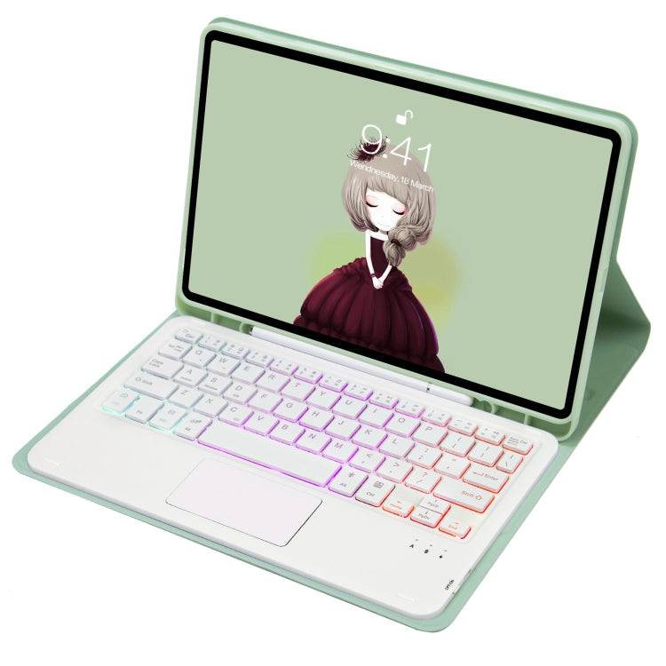T098B-AS Skin Feel Pen Slot Touch Pad Backlight Bluetooth Keyboard Leather Tablet Case For iPad Air 11 2025 / 2024 / Air 4 10.9 2020 / Air 5 10.9 2022 (Mint Green) - For iPad Air by PMC TechLife | Online Shopping South Africa | PMC TechLife | Buy Now Pay Later Mobicred