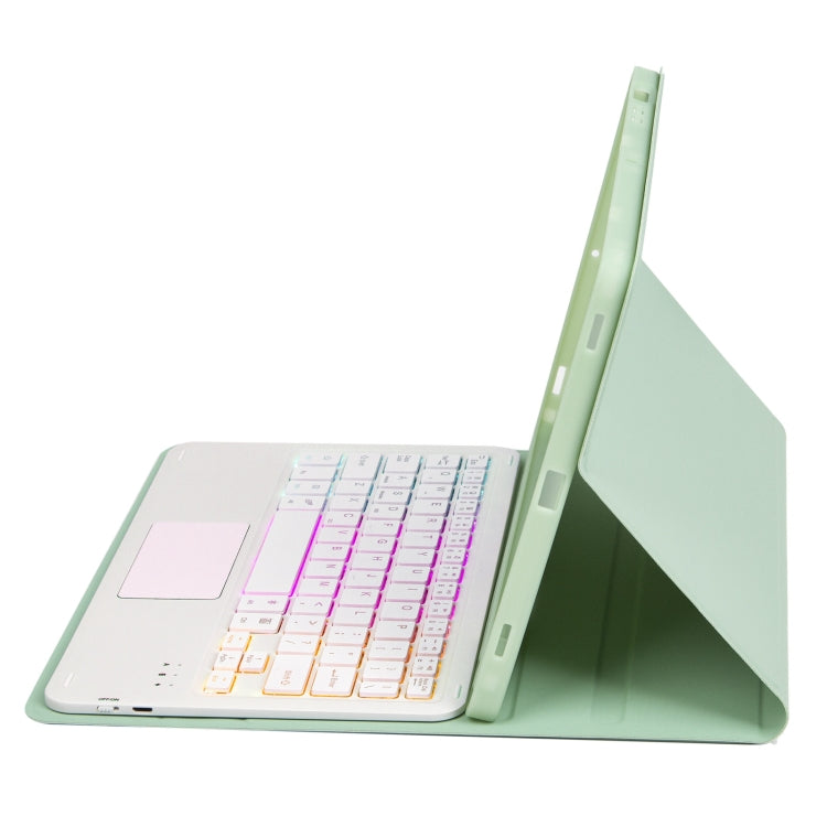 T098B-AS Skin Feel Pen Slot Touch Pad Backlight Bluetooth Keyboard Leather Tablet Case For iPad Air 11 2025 / 2024 / Air 4 10.9 2020 / Air 5 10.9 2022 (Mint Green) - For iPad Air by PMC TechLife | Online Shopping South Africa | PMC TechLife | Buy Now Pay Later Mobicred