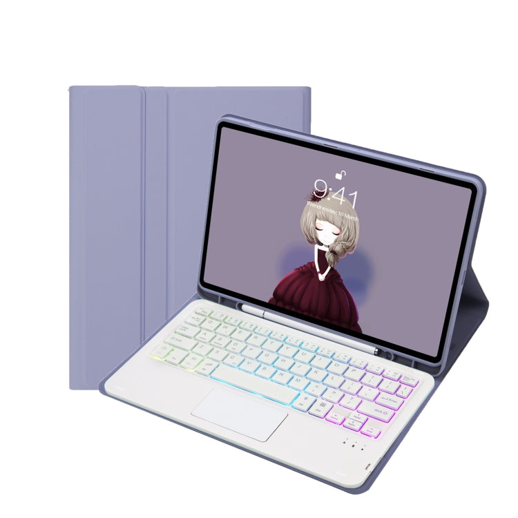 T098B-AS Skin Feel Pen Slot Touch Pad Backlight Bluetooth Keyboard Leather Tablet Case For iPad Air 11 2025 / 2024 / Air 4 10.9 2020 / Air 5 10.9 2022 (Purple) - For iPad Air by PMC TechLife | Online Shopping South Africa | PMC TechLife | Buy Now Pay Later Mobicred