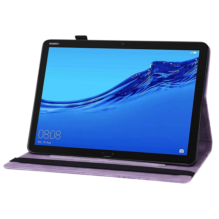 For Huawei MediaPad M5 Lite 10.1 Big Butterfly Embossed Leather Tablet Case(Purple) - free shipping - PMC TechLife - Order now!