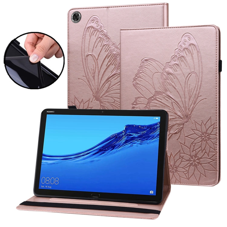 For Huawei MediaPad M5 Lite 10.1 Big Butterfly Embossed Leather Tablet Case(Rose Gold) - free shipping - PMC TechLife - Order now!