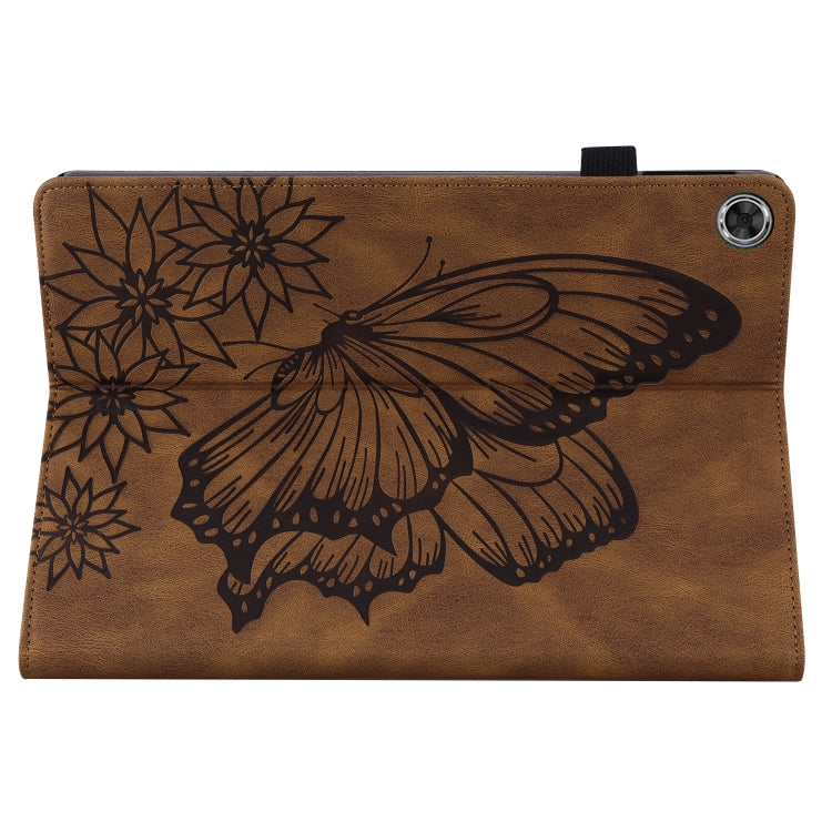 For Huawei MediaPad M5 Lite 10.1 Big Butterfly Embossed Leather Tablet Case(Brown) - Huawei by PMC TechLife | Online Shopping South Africa | PMC TechLife | Buy Now Pay Later Mobicred