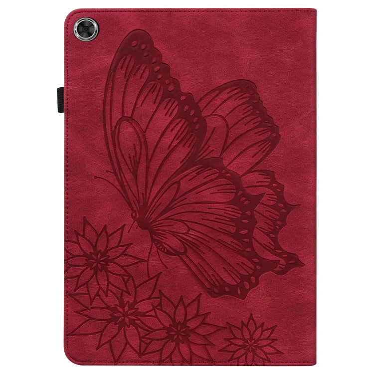 For Huawei MediaPad M5 Lite 10.1 Big Butterfly Embossed Leather Tablet Case(Red) - Huawei by PMC TechLife | Online Shopping South Africa | PMC TechLife | Buy Now Pay Later Mobicred
