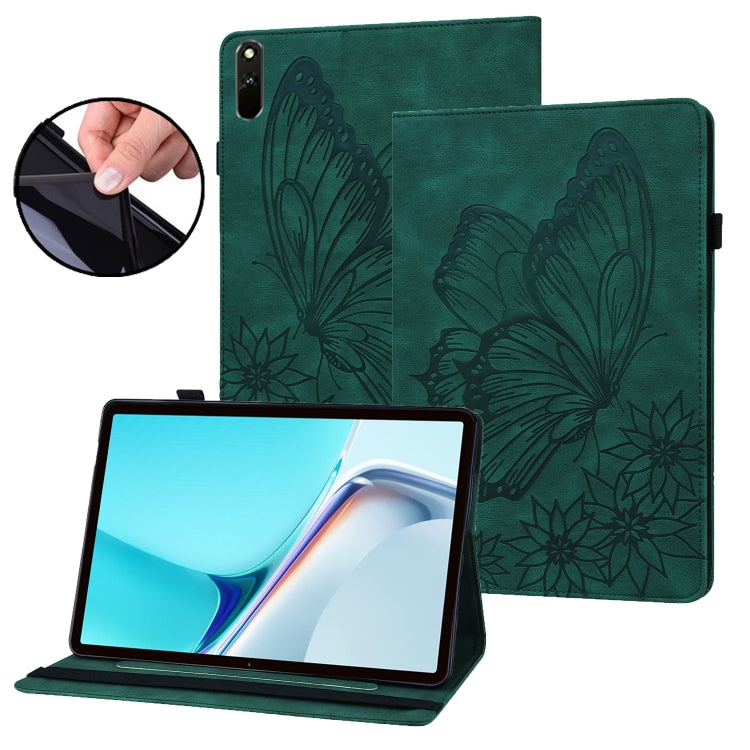 For Huawei MatePad 11 2021 Big Butterfly Embossed Leather Tablet Case(Green) - Huawei by PMC TechLife | Online Shopping South Africa | PMC TechLife | Buy Now Pay Later Mobicred