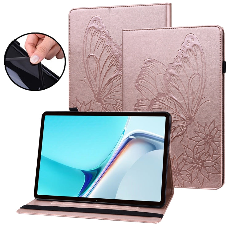 For Huawei MatePad 11 2021 Big Butterfly Embossed Leather Tablet Case(Rose Gold) - Huawei by PMC TechLife | Online Shopping South Africa | PMC TechLife | Buy Now Pay Later Mobicred