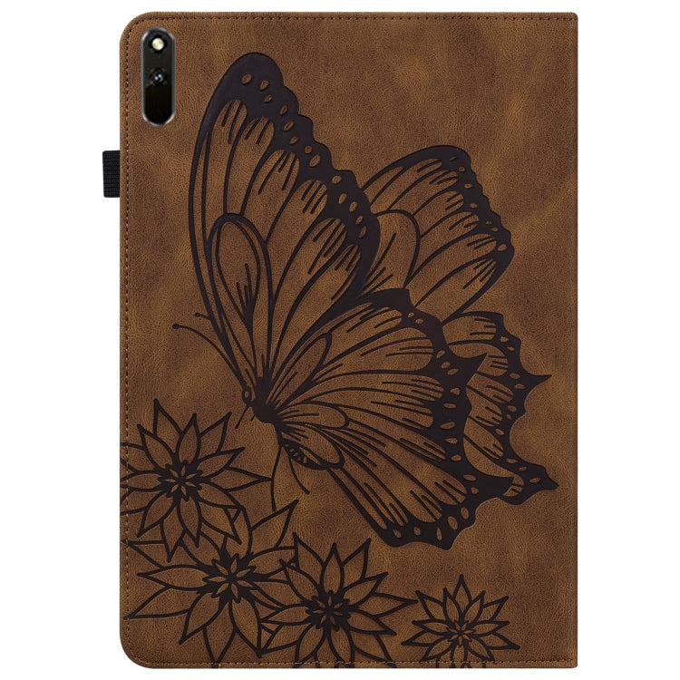 For Huawei MatePad 11 2021 Big Butterfly Embossed Leather Tablet Case(Brown) - Huawei by PMC TechLife | Online Shopping South Africa | PMC TechLife | Buy Now Pay Later Mobicred