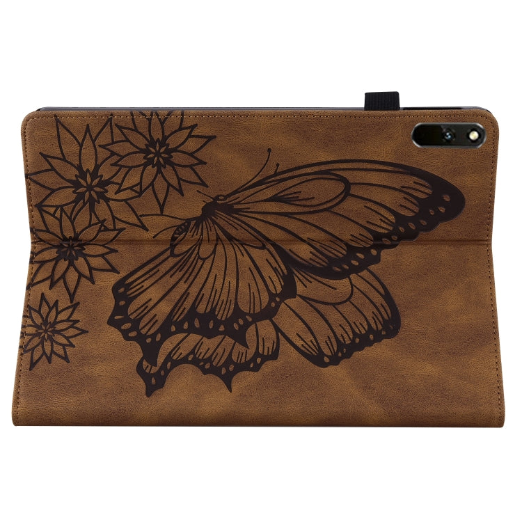 For Huawei MatePad 11 2021 Big Butterfly Embossed Leather Tablet Case(Brown) - Huawei by PMC TechLife | Online Shopping South Africa | PMC TechLife | Buy Now Pay Later Mobicred