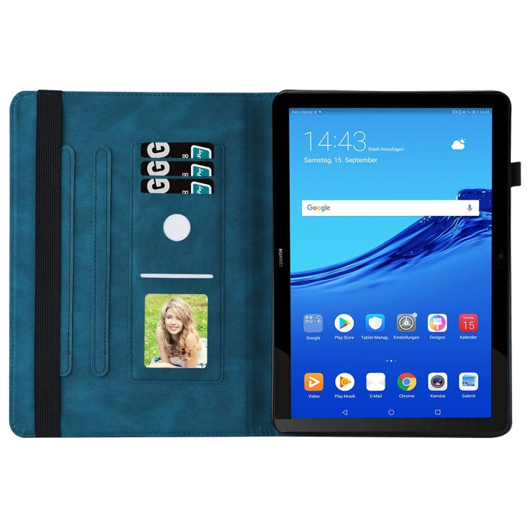 For Huawei MediaPad T5 Big Butterfly Embossed Leather Tablet Case(Blue) - Huawei by PMC TechLife | Online Shopping South Africa | PMC TechLife | Buy Now Pay Later Mobicred