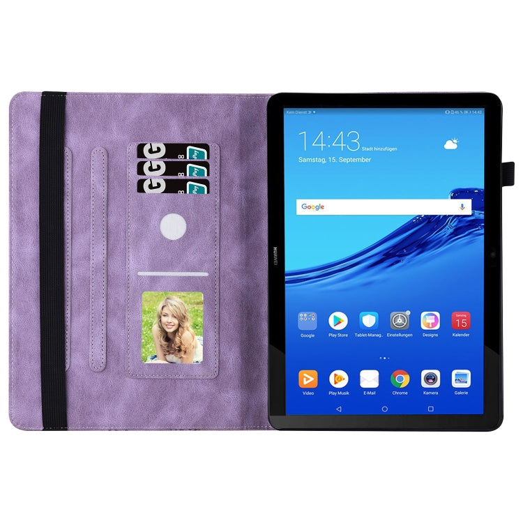 For Huawei MediaPad T5 Big Butterfly Embossed Leather Tablet Case(Purple) - Huawei by PMC TechLife | Online Shopping South Africa | PMC TechLife | Buy Now Pay Later Mobicred