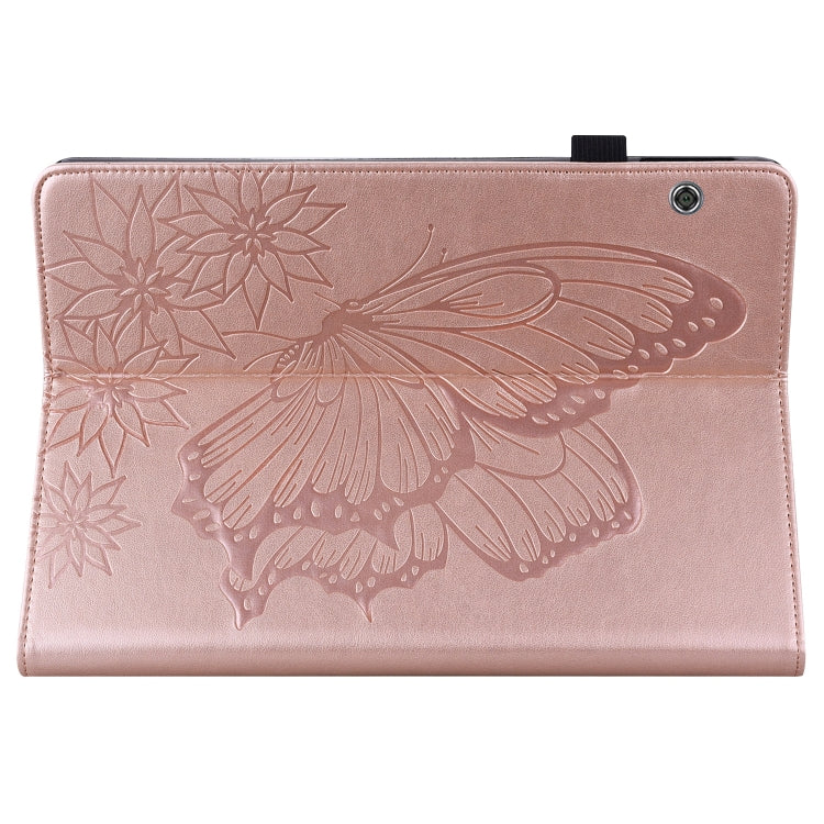 For Huawei MediaPad T5 Big Butterfly Embossed Leather Tablet Case(Rose Gold) - Huawei by PMC TechLife | Online Shopping South Africa | PMC TechLife | Buy Now Pay Later Mobicred