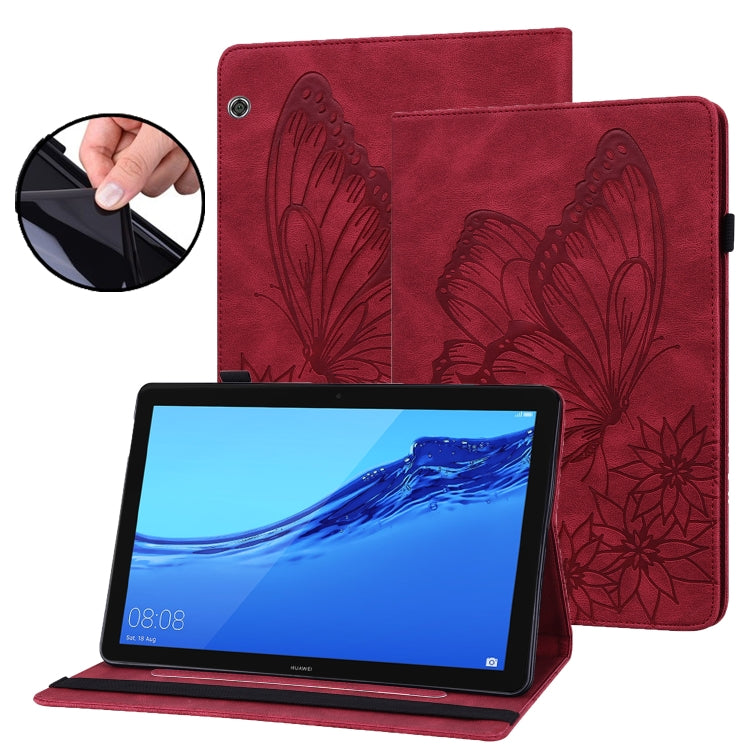 For Huawei MediaPad T5 Big Butterfly Embossed Leather Tablet Case(Red) - free shipping - PMC TechLife - Order now!