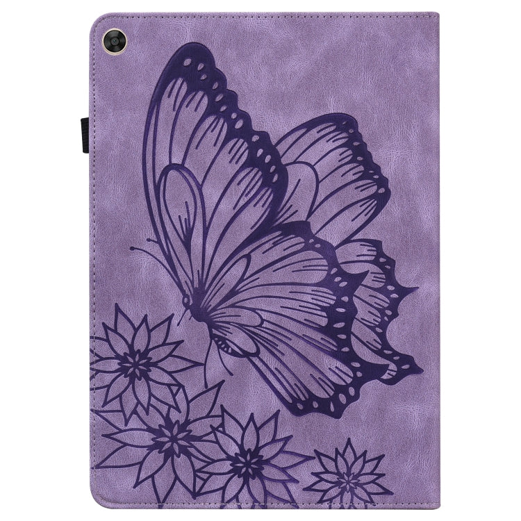 For Huawei MatePad T 10s Big Butterfly Embossed Leather Tablet Case(Purple) - Huawei by PMC TechLife | Online Shopping South Africa | PMC TechLife | Buy Now Pay Later Mobicred