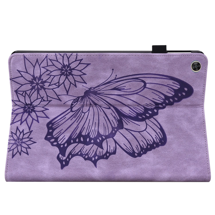 For Huawei MatePad T 10s Big Butterfly Embossed Leather Tablet Case(Purple) - Huawei by PMC TechLife | Online Shopping South Africa | PMC TechLife | Buy Now Pay Later Mobicred