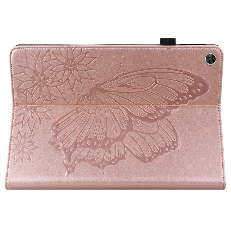 For Huawei MatePad T 10s Big Butterfly Embossed Leather Tablet Case(Rose Gold) - Huawei by PMC TechLife | Online Shopping South Africa | PMC TechLife | Buy Now Pay Later Mobicred