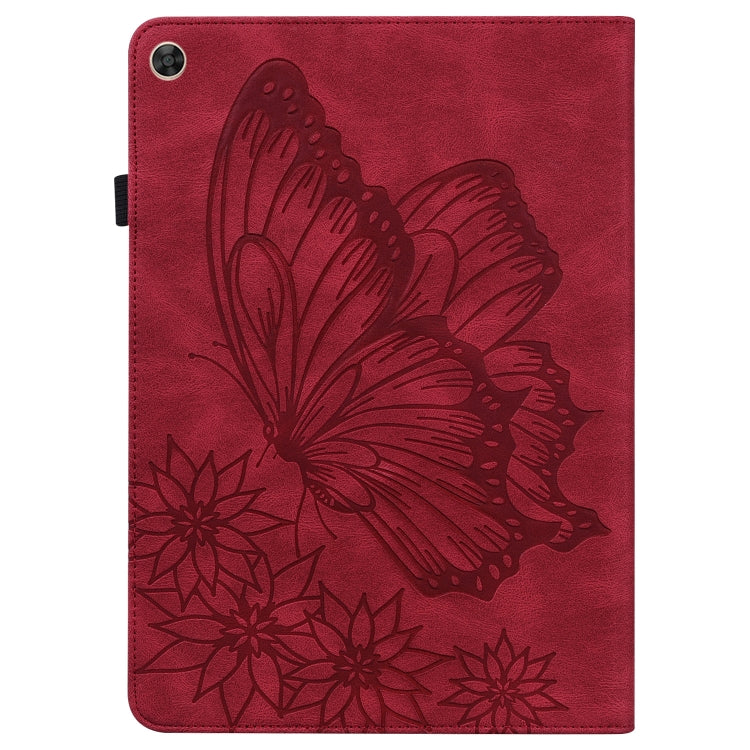 For Huawei MatePad T 10s Big Butterfly Embossed Leather Tablet Case(Red) - Huawei by PMC TechLife | Online Shopping South Africa | PMC TechLife | Buy Now Pay Later Mobicred