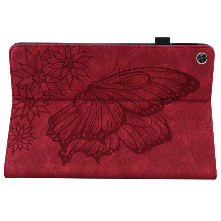 For Huawei MatePad T 10s Big Butterfly Embossed Leather Tablet Case(Red) - Huawei by PMC TechLife | Online Shopping South Africa | PMC TechLife | Buy Now Pay Later Mobicred