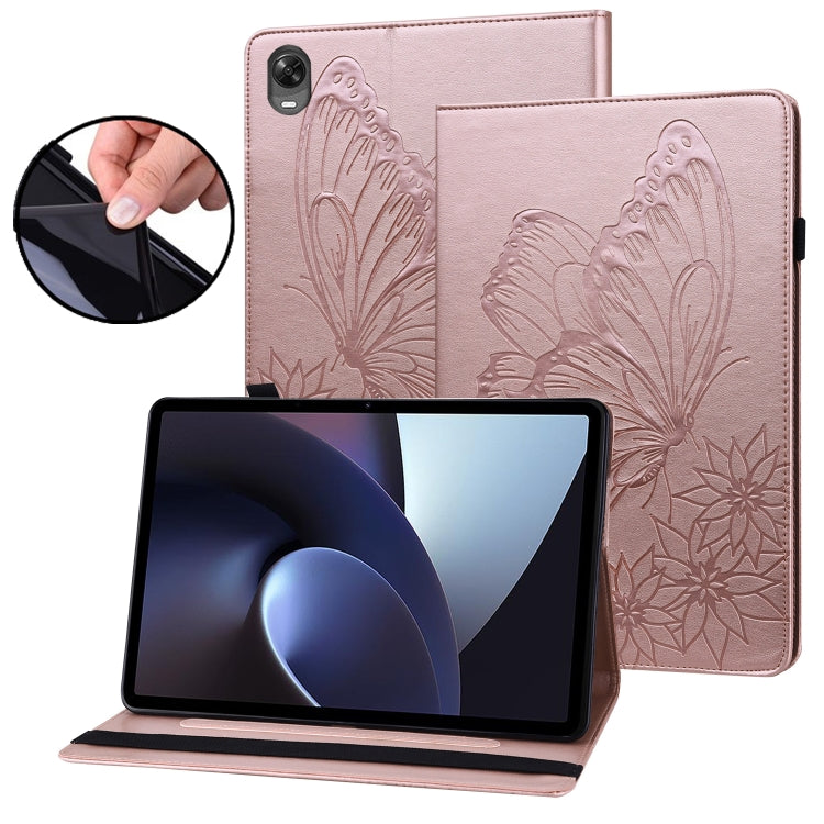 For OPPO Pad 11 inch 2022 Big Butterfly Embossed Leather Tablet Case(Rose Gold) - OPPO by PMC TechLife | Online Shopping South Africa | PMC TechLife | Buy Now Pay Later Mobicred