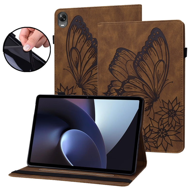 For OPPO Pad 11 inch 2022 Big Butterfly Embossed Leather Tablet Case(Brown) - OPPO by PMC TechLife | Online Shopping South Africa | PMC TechLife | Buy Now Pay Later Mobicred