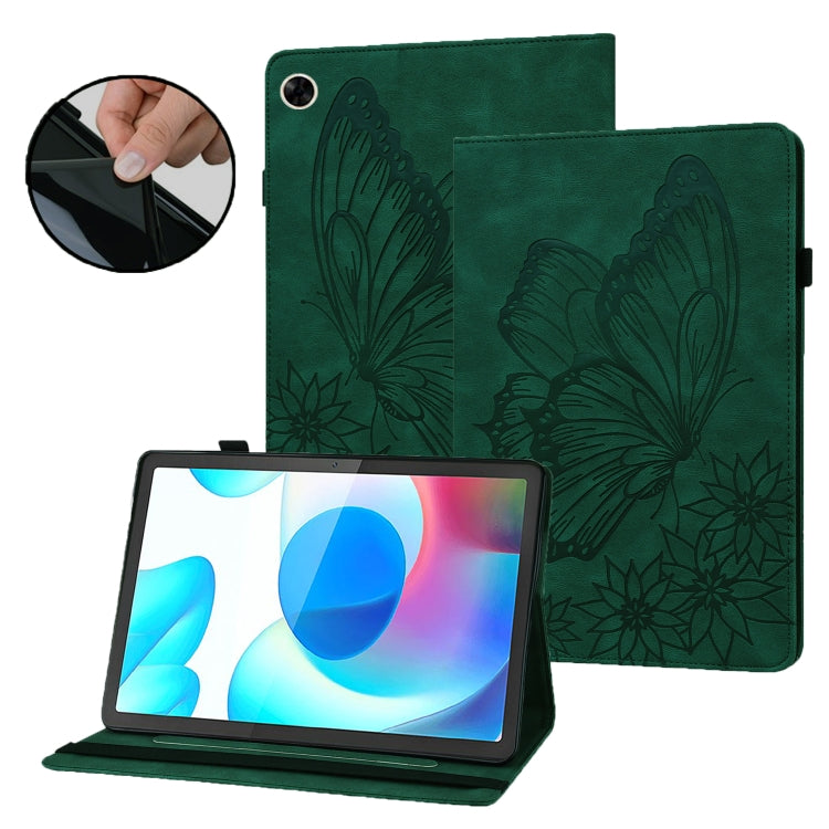 For Realme Pad Big Butterfly Embossed Leather Tablet Case(Green) - Realme by PMC TechLife | Online Shopping South Africa | PMC TechLife | Buy Now Pay Later Mobicred