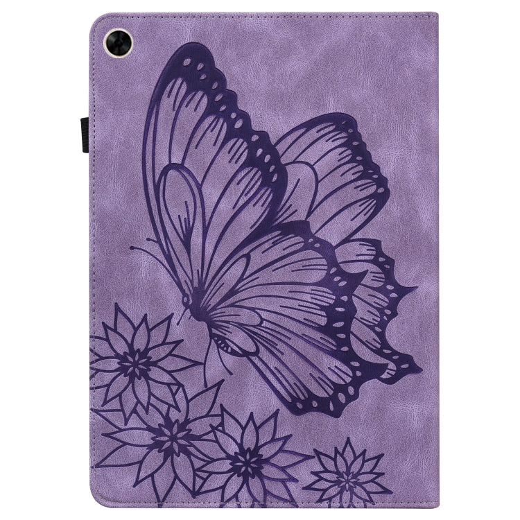 For Realme Pad Big Butterfly Embossed Leather Tablet Case(Purple) - Realme by PMC TechLife | Online Shopping South Africa | PMC TechLife | Buy Now Pay Later Mobicred