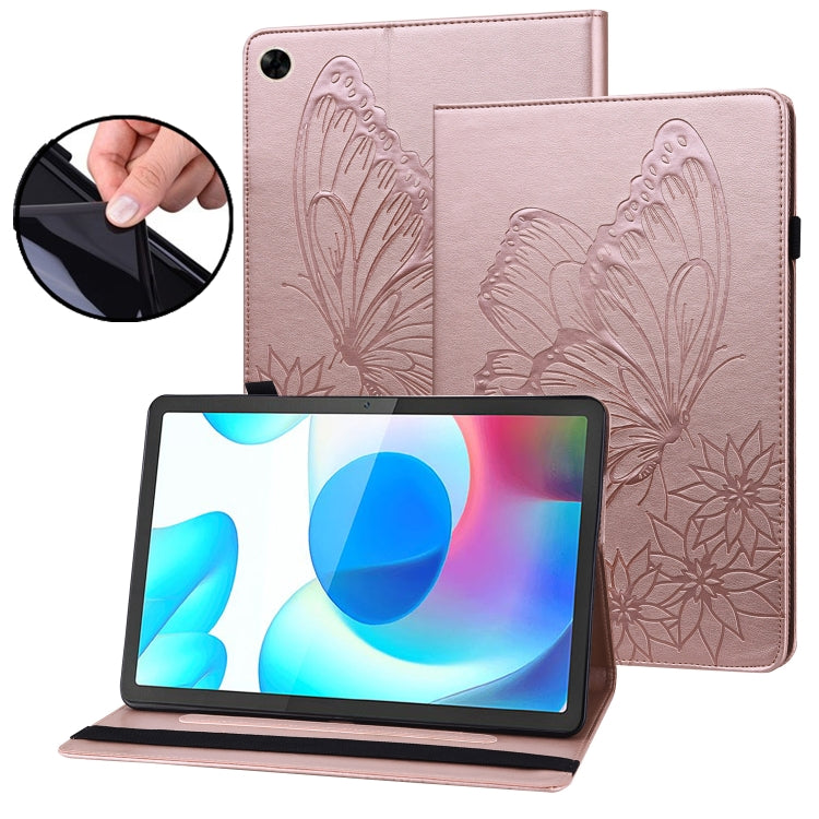 For Realme Pad Big Butterfly Embossed Leather Tablet Case(Rose Gold) - Realme by PMC TechLife | Online Shopping South Africa | PMC TechLife | Buy Now Pay Later Mobicred