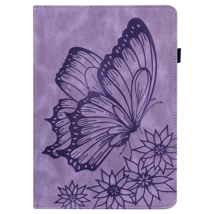 For Lenovo Tab M10 X505L Big Butterfly Embossed Leather Tablet Case(Purple) - Lenovo by PMC TechLife | Online Shopping South Africa | PMC TechLife | Buy Now Pay Later Mobicred