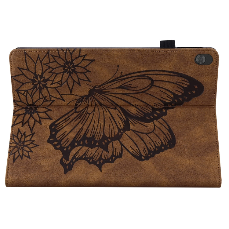 For Lenovo Tab M10 X505L Big Butterfly Embossed Leather Tablet Case(Brown) - Lenovo by PMC TechLife | Online Shopping South Africa | PMC TechLife | Buy Now Pay Later Mobicred