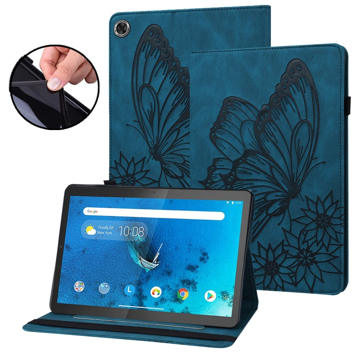 For Lenovo Tab M10 Plus 10.6 3rd Gen 2022 Big Butterfly Embossed Leather Tablet Case(Blue) - free shipping - PMC TechLife - Order now!