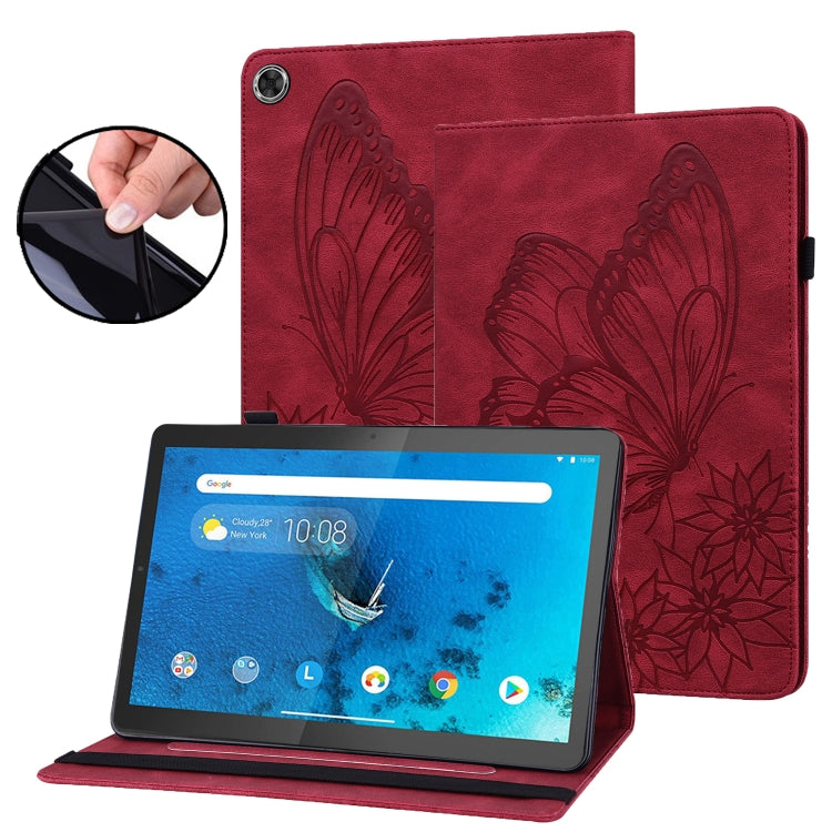 For Lenovo Tab M10 Plus 10.6 3rd Gen 2022 Big Butterfly Embossed Leather Tablet Case(Red) - Lenovo by PMC TechLife | Online Shopping South Africa | PMC TechLife | Buy Now Pay Later Mobicred