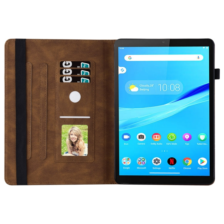 For Lenovo M10 Plus X606F Big Butterfly Embossed Leather Tablet Case(Brown) - Lenovo by PMC TechLife | Online Shopping South Africa | PMC TechLife | Buy Now Pay Later Mobicred