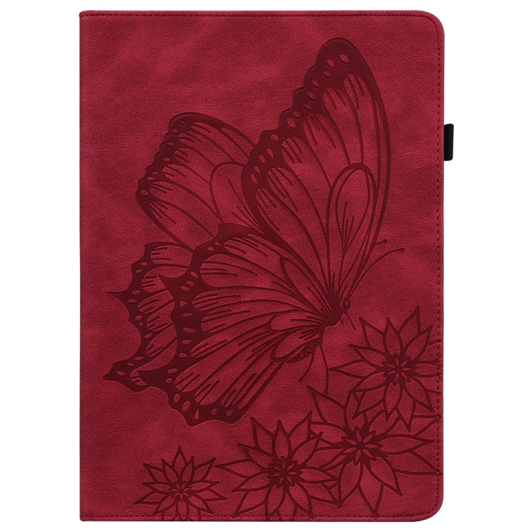 For Lenovo M10 Plus X606F Big Butterfly Embossed Leather Tablet Case(Red) - Lenovo by PMC TechLife | Online Shopping South Africa | PMC TechLife | Buy Now Pay Later Mobicred