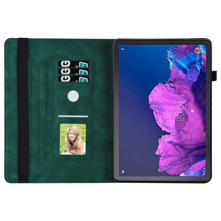 For Lenovo Tab P11 Big Butterfly Embossed Leather Tablet Case(Green) - Lenovo by PMC TechLife | Online Shopping South Africa | PMC TechLife | Buy Now Pay Later Mobicred