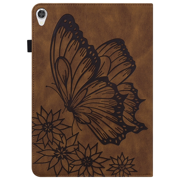 For Lenovo Tab P11 Big Butterfly Embossed Leather Tablet Case(Brown) - Lenovo by PMC TechLife | Online Shopping South Africa | PMC TechLife | Buy Now Pay Later Mobicred