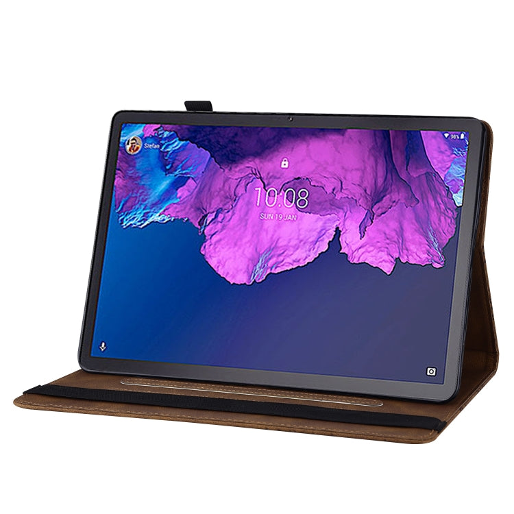 For Lenovo Tab P11 Big Butterfly Embossed Leather Tablet Case(Brown) - Lenovo by PMC TechLife | Online Shopping South Africa | PMC TechLife | Buy Now Pay Later Mobicred