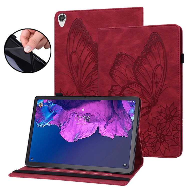 For Lenovo Tab P11 Big Butterfly Embossed Leather Tablet Case(Red) - Lenovo by PMC TechLife | Online Shopping South Africa | PMC TechLife | Buy Now Pay Later Mobicred