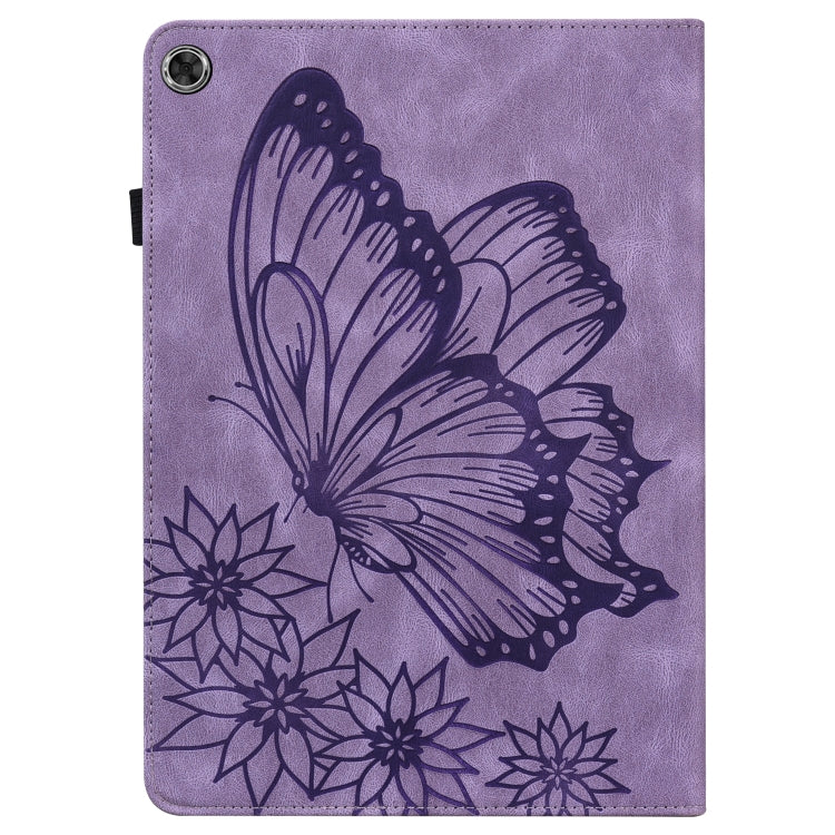 For Lenovo Tab M10 HD 2nd Gen Big Butterfly Embossed Leather Tablet Case(Purple) - Lenovo by PMC TechLife | Online Shopping South Africa | PMC TechLife | Buy Now Pay Later Mobicred